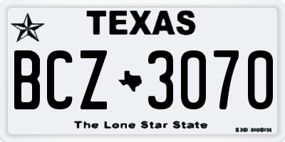 TX license plate BCZ3070