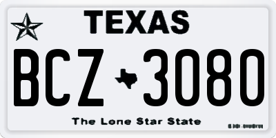 TX license plate BCZ3080