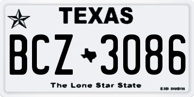 TX license plate BCZ3086