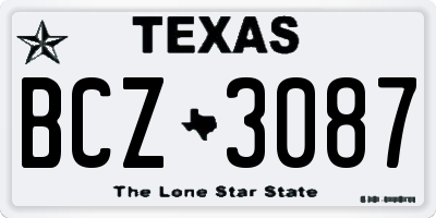 TX license plate BCZ3087