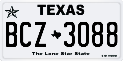 TX license plate BCZ3088