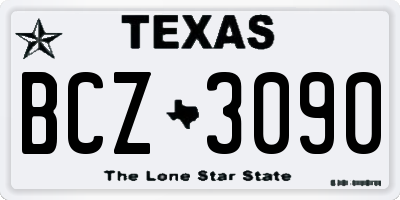 TX license plate BCZ3090