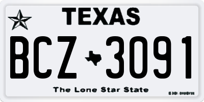 TX license plate BCZ3091