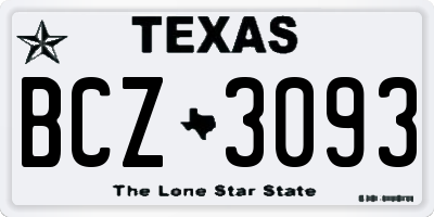 TX license plate BCZ3093