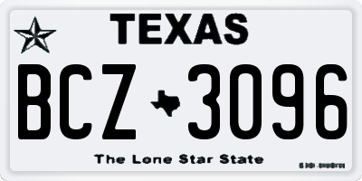 TX license plate BCZ3096