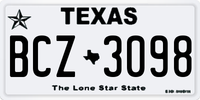 TX license plate BCZ3098