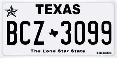 TX license plate BCZ3099