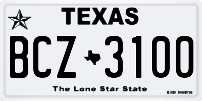 TX license plate BCZ3100