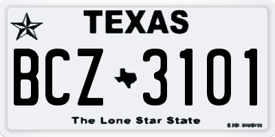 TX license plate BCZ3101