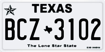TX license plate BCZ3102
