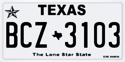 TX license plate BCZ3103