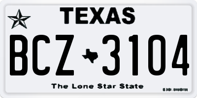TX license plate BCZ3104