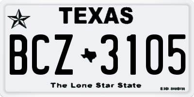TX license plate BCZ3105