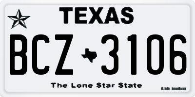 TX license plate BCZ3106