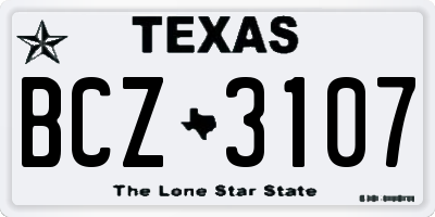 TX license plate BCZ3107