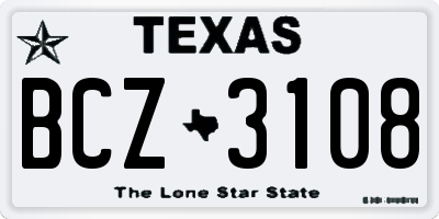 TX license plate BCZ3108
