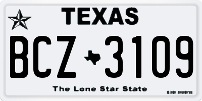 TX license plate BCZ3109