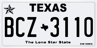 TX license plate BCZ3110