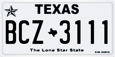 TX license plate BCZ3111
