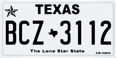 TX license plate BCZ3112