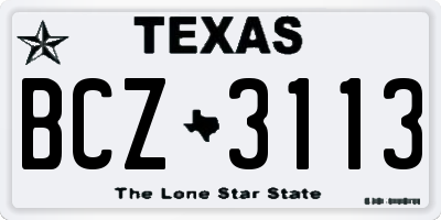 TX license plate BCZ3113