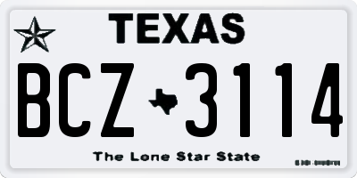 TX license plate BCZ3114
