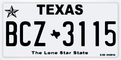 TX license plate BCZ3115