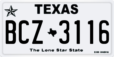 TX license plate BCZ3116