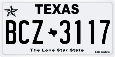 TX license plate BCZ3117