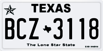 TX license plate BCZ3118