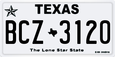 TX license plate BCZ3120