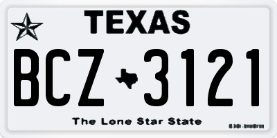 TX license plate BCZ3121