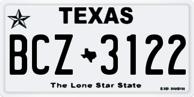 TX license plate BCZ3122