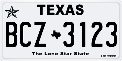 TX license plate BCZ3123