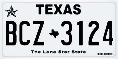 TX license plate BCZ3124