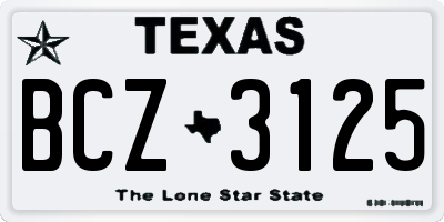 TX license plate BCZ3125