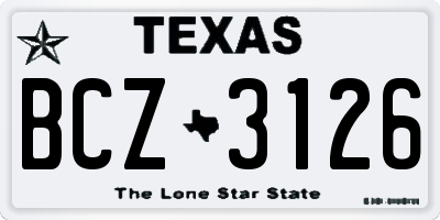 TX license plate BCZ3126