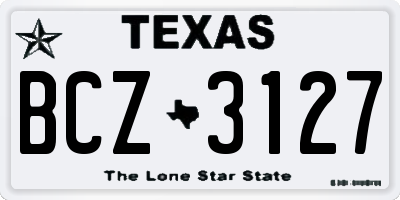 TX license plate BCZ3127