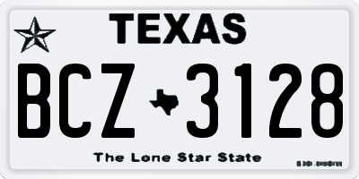 TX license plate BCZ3128