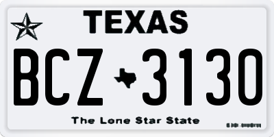 TX license plate BCZ3130
