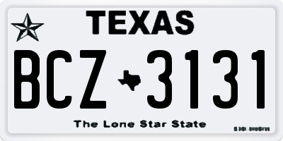 TX license plate BCZ3131