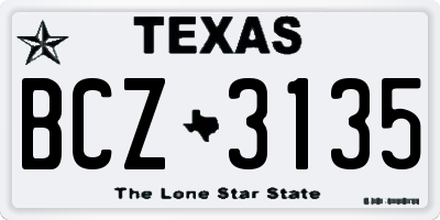 TX license plate BCZ3135