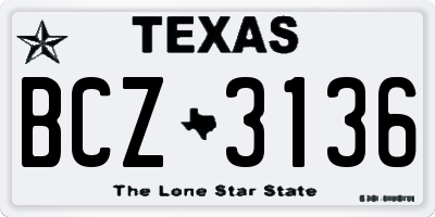 TX license plate BCZ3136