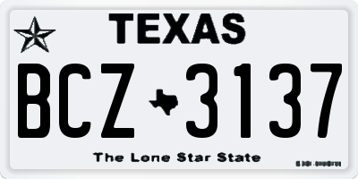 TX license plate BCZ3137