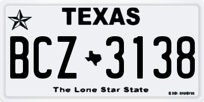 TX license plate BCZ3138