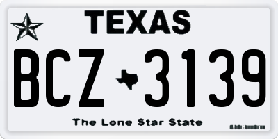 TX license plate BCZ3139