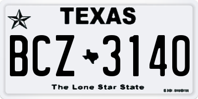TX license plate BCZ3140