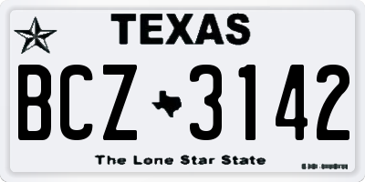 TX license plate BCZ3142