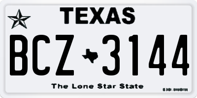 TX license plate BCZ3144