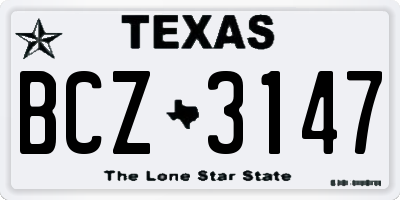 TX license plate BCZ3147